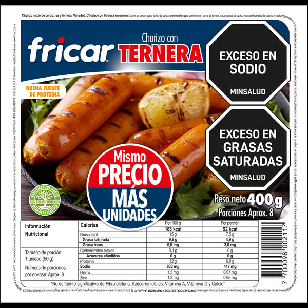 CHORIZO CON TERNERA X 8 FRICAR